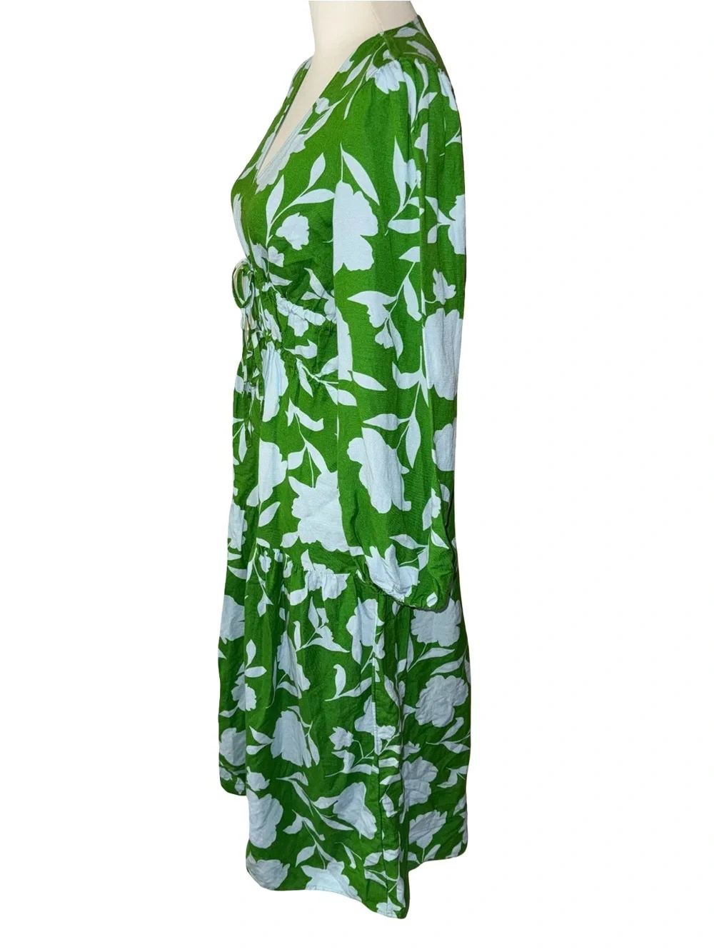 NWT Kate Spade x Target Classic Rose Linen Long Sleeve Maxi Dress Green Blue XS